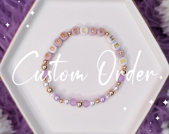 Bracelet de l'amitié personnalisé : lavande | Bracelet d'amitié en perles | Visite des époques | Bijoux d'amitié personnalisés