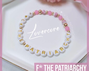 F*ck The Patriarchy | Pretty in Pink | Beaded Friendship Bracelet | Feminist Jewelry | Support Women Motivational Message for Mom Sister BFF