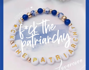 F*ck The Patriarchy | Vote Blue | Beaded Friendship Bracelet | Feminist Jewelry | Election Day Gift | Support Democrats 2024 | Handmade