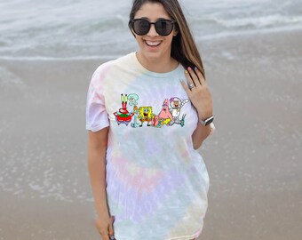 Sponge Shirt, Tie-dye Tee, Cartoon T-Shirt, Bikini Bottom Shirt, Krusty Krab Shirt