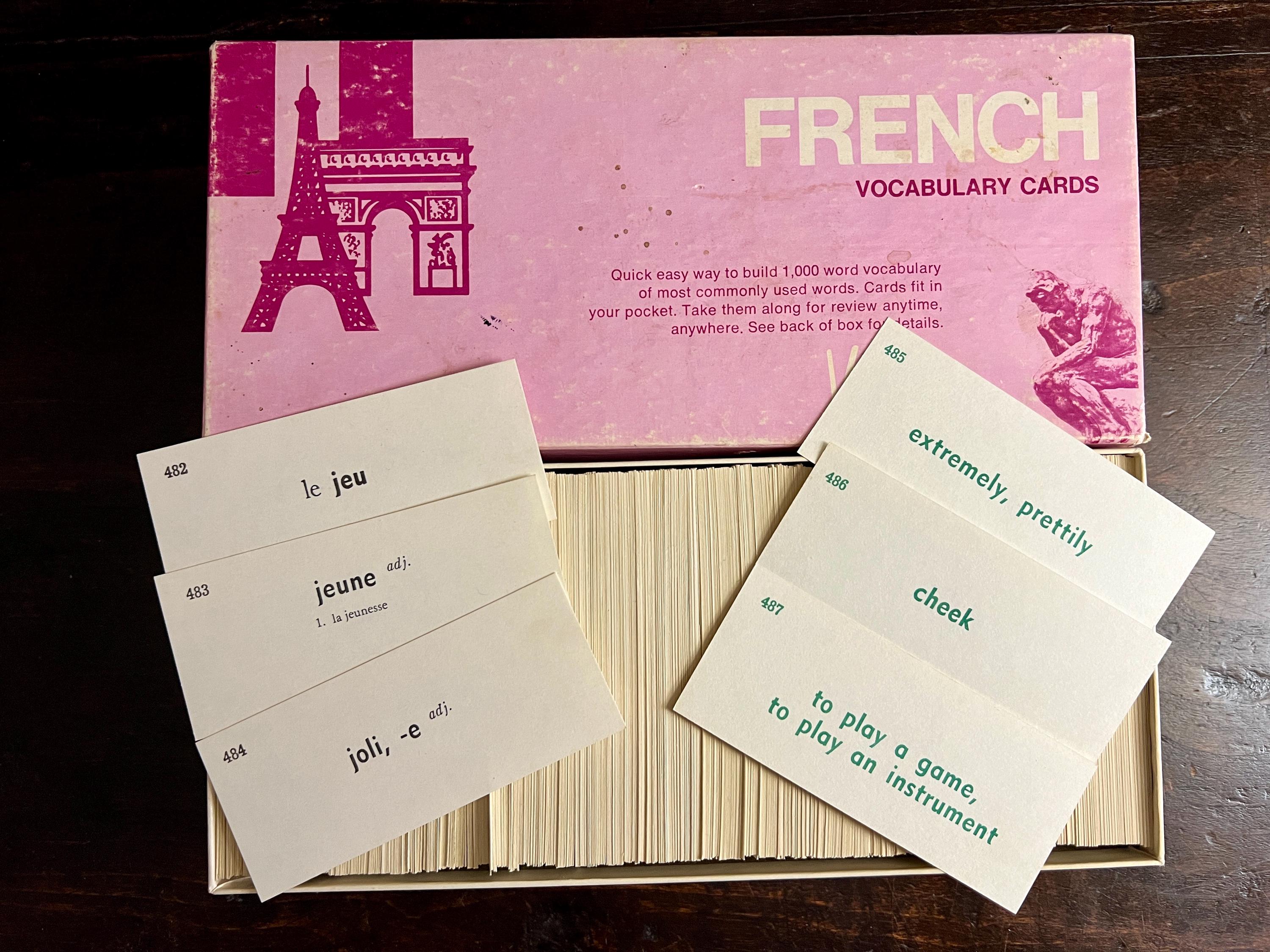Vintage French Italian Vocabulary Cards: Junk Journal Ephemera