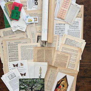 Curated bundle of 100+ pieces of paper ephemera, most vintage, some antique pages