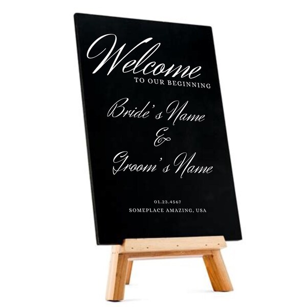 Vinyl Wedding Sign for a Beautiful Beginning - Welcome Sign - Welcome Sticker - Wedding Welcome Sign - Wedding Mirror - Personalized Mirror