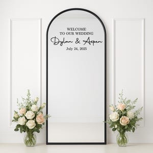 Personalized Wedding Mirror Decal • Welcome Sign for Mirror • Custom Vinyl Sticker for Ceremony • Names & Date • Elegant Wedding Decor