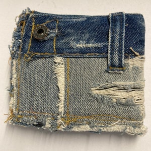 Cartera funky de cuero/denim reciclada única en su tipo hecha en Nueva York