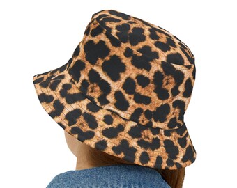 P-3 Leopard Print Bucket Hat in an Exotic Style for Women and Men to Shield You from Rain or Sun. A Unique Gift for All Ages.