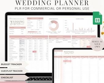 PLR Wedding Planning Spreadsheet: Budget, Guest List, Event Organizer (Google Sheets, Commercial Use)
