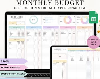 Feuille de calcul du budget mensuel du DPP : feuilles de calcul Google, suivi des abonnements (téléchargement numérique)
