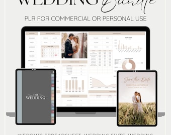PLR Wedding Planner Bundle, Budget Spreadsheet, Invitation Suite
