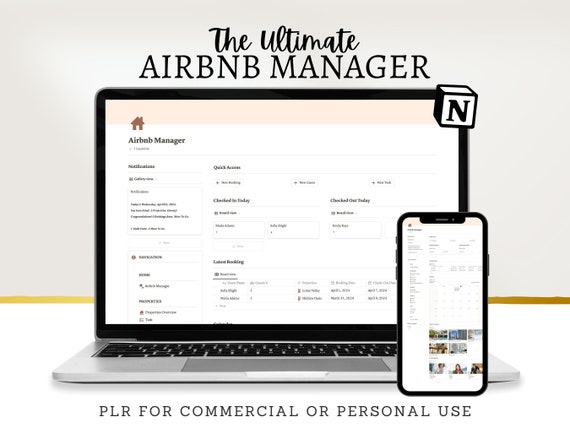 Airbnb Manager Notion Template: Vacation Rental Tracker (PLR)