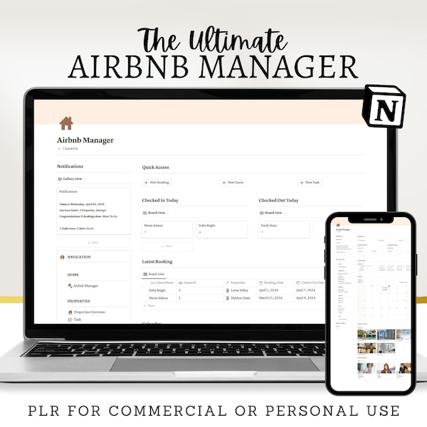 PLR Airbnb Manager, Airbnb Tracker, Airbnb Host Template Bundle, Vacation Rental Template, Airbnb Inventory Welcome Book, Rental Template