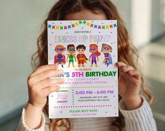 Editable Costume Party Invitation Template: Kids Birthday, Commercial Use