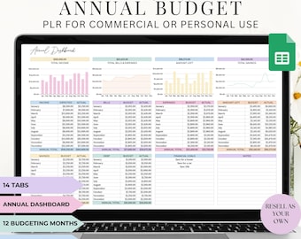 PLR Annual Budget Spreadsheet: Google Sheets Template (Commercial Use)