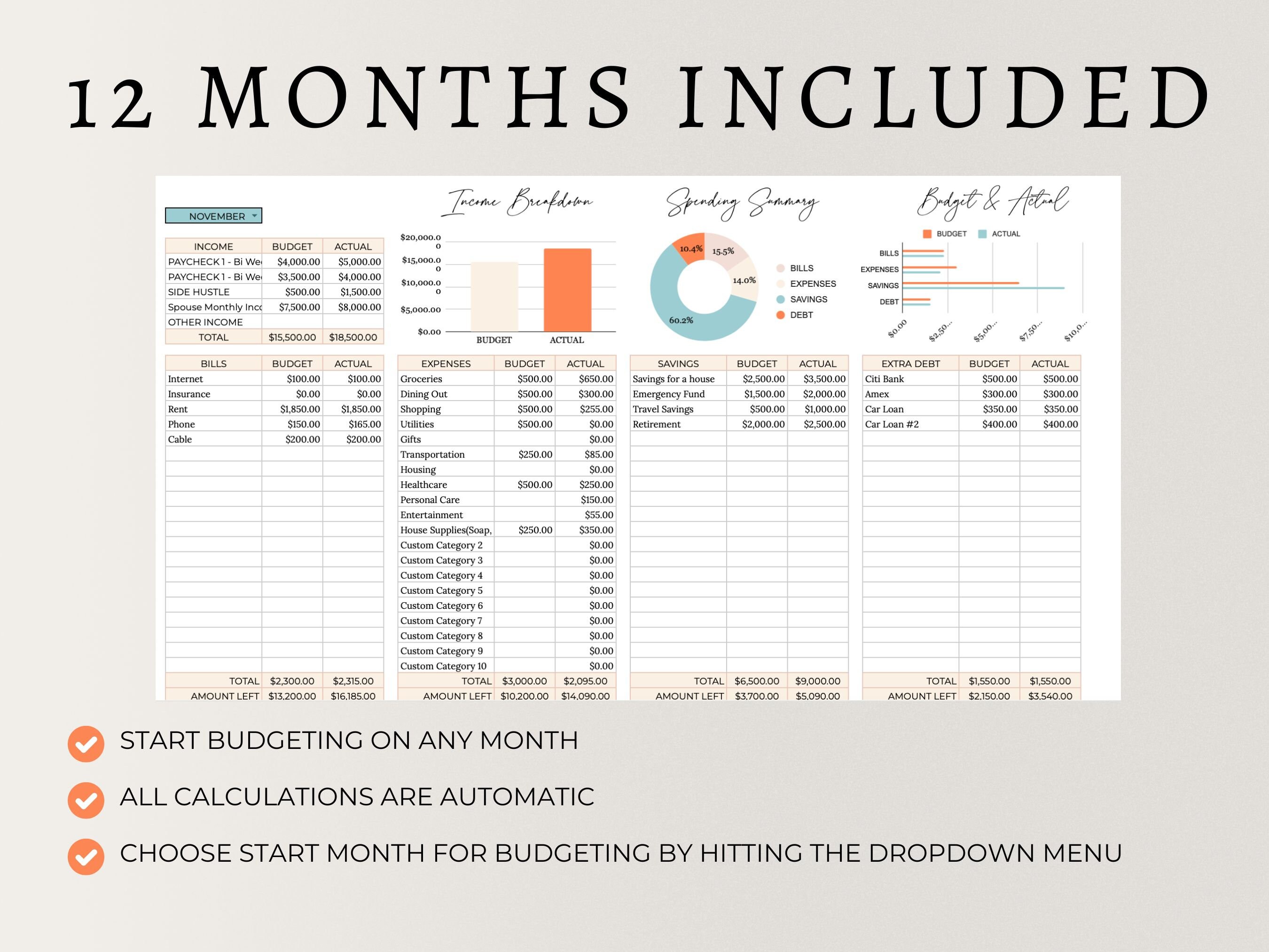 PLR Monthly Budget Spreadsheet, Monthly Budget for Google Sheets ...