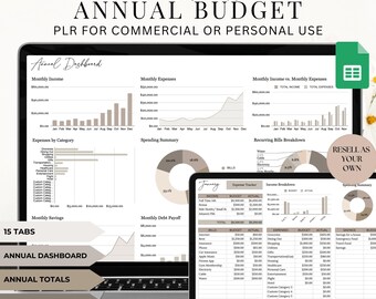 PLR Annual Budget Spreadsheet: Google Sheets Template (Commercial Use)