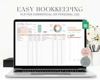 PLR Bookkeeping Spreadsheet, Small Business Bookkeeping, Accounting Template, Business Expense, Income & Expenses, Commercial Rights, PLR