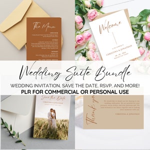 PLR Hochzeitsreihe, Hochzeitseinladung, Antwortkarten, Details, Save the Date, Dankeskarte, Menükarte, Hochzeitsschild, kommerzielle Rechte