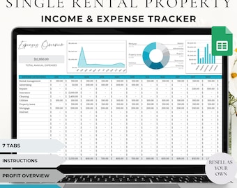 PLR Rental Property Spreadsheet: Income & Expense Tracker (Google Sheets)