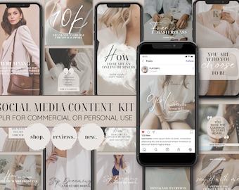 Minimalist Social Media Launch Kit, Instagram Posts, Stories, Reels (PLR)