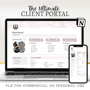 Plantilla del portal del cliente de Notion: Panel de control del cliente PLR (descarga digital)