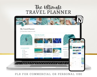 Può includere: Un laptop e uno smartphone che mostrano un'interfaccia di pianificazione dei viaggi. Lo schermo del laptop mostra una dashboard di pianificazione dei viaggi con foto di viaggio e opzioni di navigazione. Lo smartphone rispecchia l'interfaccia del pianificatore.
