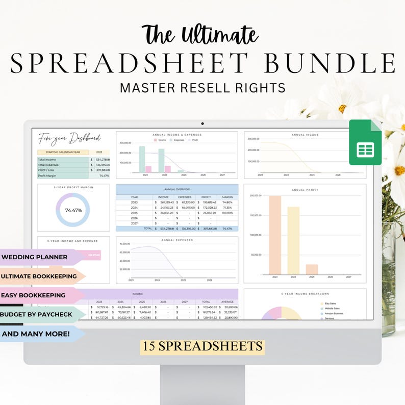 MRR Spreadsheet Bundle: Budget, Inventory, Airbnb Trackers (google ...
