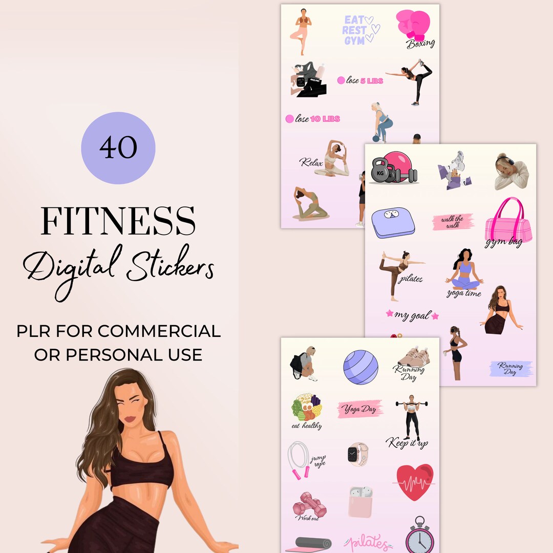 PLR Fitness Digital Planner Stickers, Workout Stickers, Gym Bullet
