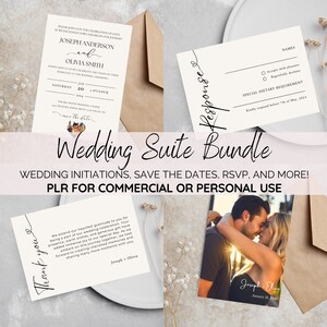 PLR Hochzeitsreihe, Minimalistische Hochzeitseinladung, Antwortkarte, Details, Save the Date, Dankeskarte, Menükarte, Hochzeitsschild, kommerzielle Rechte