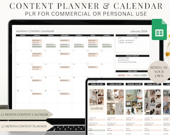 PLR Social Media Content Calendar: Google Sheets Planner (Commercial Rights)