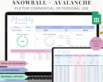 PLR Debt Tracker Spreadsheet: Google Sheets, Debt Snowball & Avalanche Calculator
