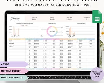 PLR Inventory Tracker, Stock Management System, Track Sales, Business Tool, Inventory Management, PLR, Resell, Commercial Rights