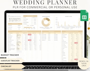 PLR Wedding Planning Spreadsheet: Budget Tracker & Event Organizer (Commercial Use)