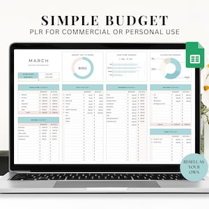 PLR Einfache Budget Tabelle, Monatsbudget für Google Sheets, Personal Finaz Tool, Geldmanagement, Finanplanung, PLR