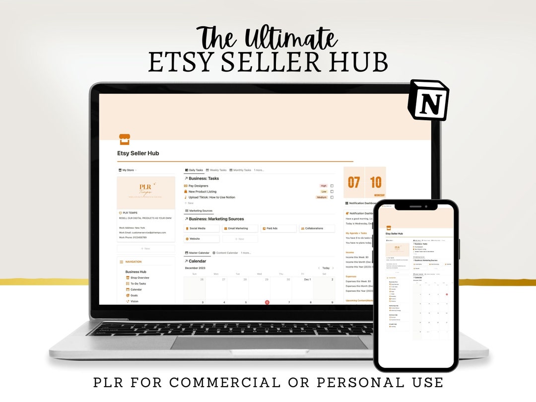 Etsy Seller Hub Notion Template: Business Planner, Inventory & Sales ...