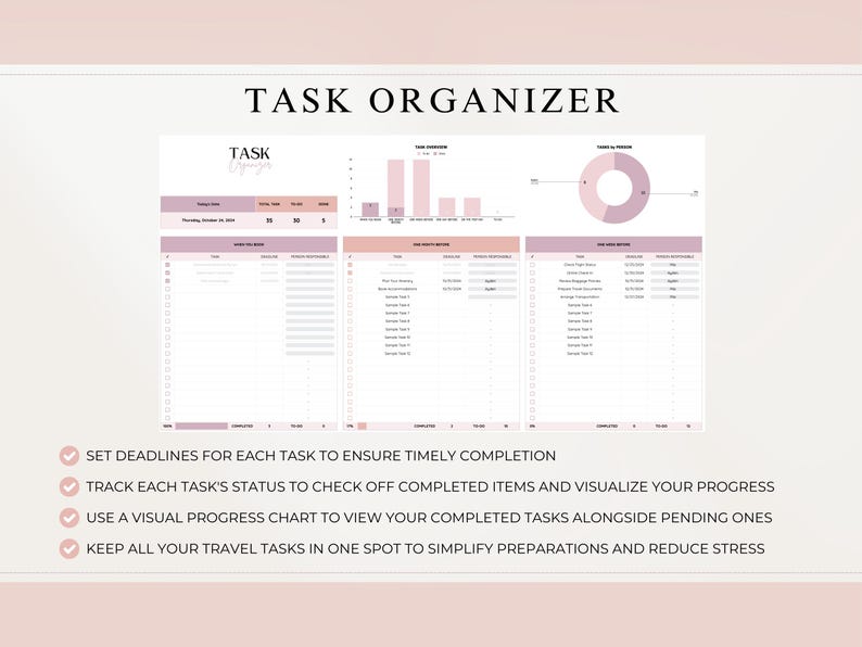 PLR Travel Planner Spreadsheet, Digital Travel Planner, Vacation