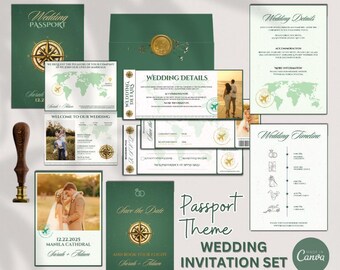 PLR Destination Wedding Invitation Template, Boarding Pass RSVP, Printable Passport Wedding Invitation, Travel Theme Wedding, Resell Rights