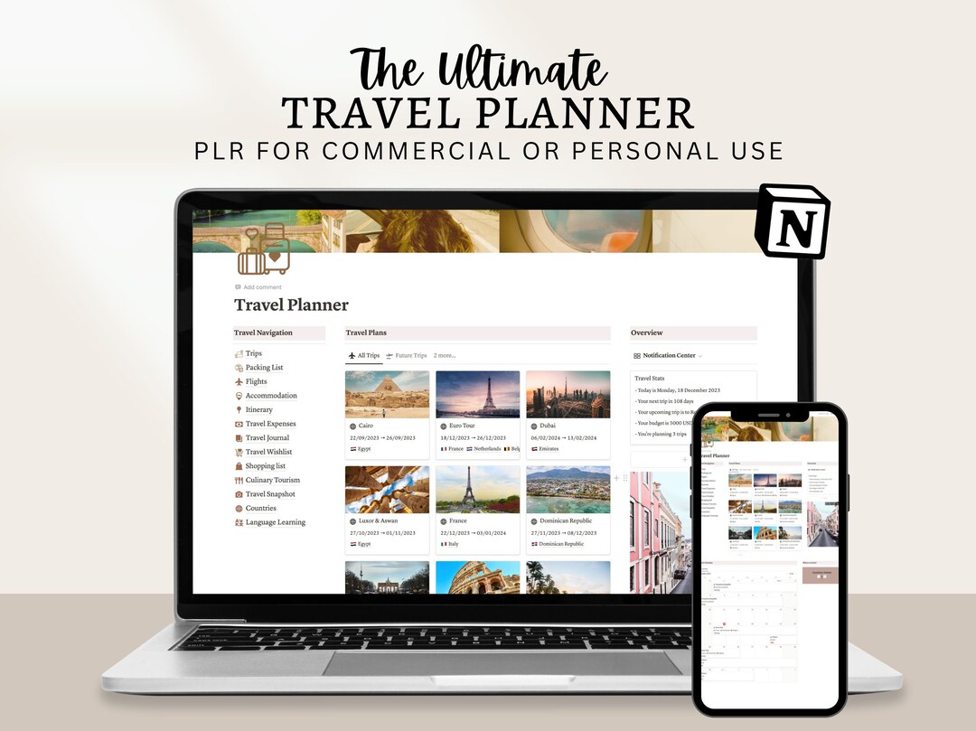 PLR Travel Planner Notion Template Travel Planner Trip - Etsy
