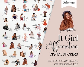 It Girl Affirmation Stickers: 80 PNG Planner Stickers (PLR)