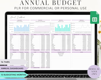PLR Annual Budget Spreadsheet: Google Sheets Template (Commercial Use)