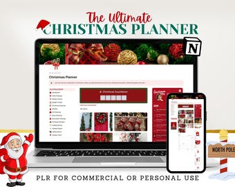 Christmas Planner Notion Template, Holiday Organizer, Xmas Planning (PLR)