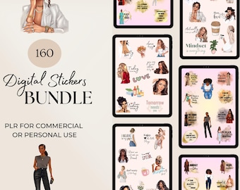 140 Self-Love Stickers: Black Girl Magic, Affirmations (Pre-Cropped PNG, Goodnotes)