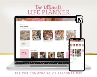 Pink Life Planner: Ultimate Notion Template with Commercial Rights