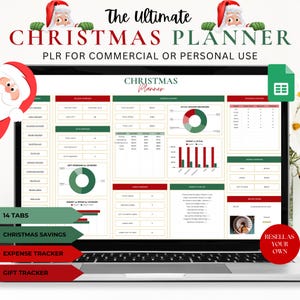 PLR Christmas Planner Spreadsheet: Resell Rights, Google Sheets Template