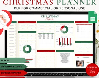 PLR Christmas Planner Spreadsheet: Resell Rights, Google Sheets Template