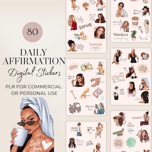 Tägliche Affirmations Aufkleber: Vorgeschnittene Digitale Planner Aufkleber (PNG, Goodnotes) PLR