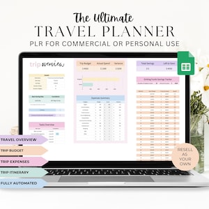 PLR Travel Planner Spreadsheet: Vacation Itinerary & Budget (Google Sheets) image 1