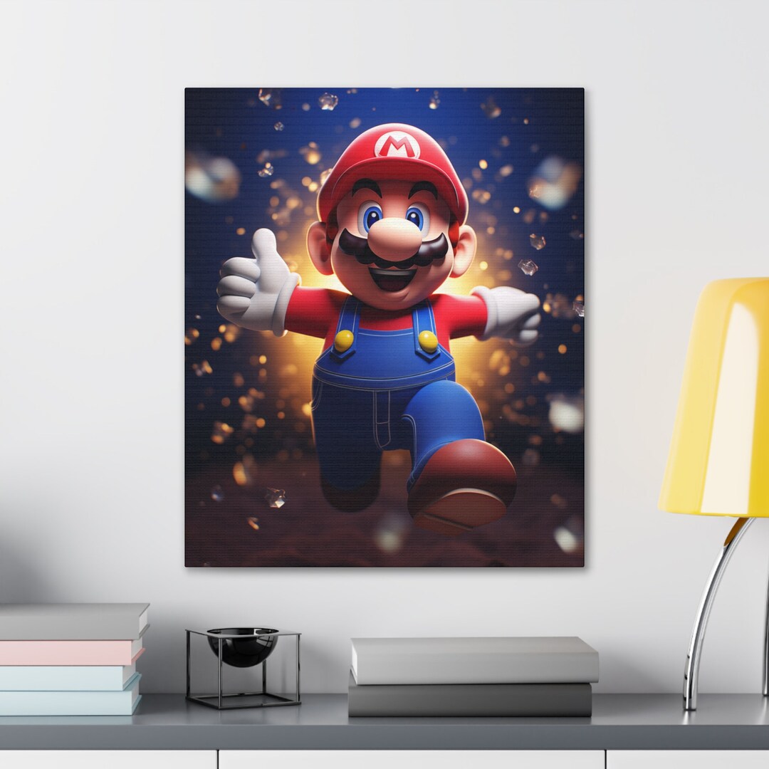 Mario Canvas Wall Art Mario Print on Canvas Gifts for Him Mario Canvas