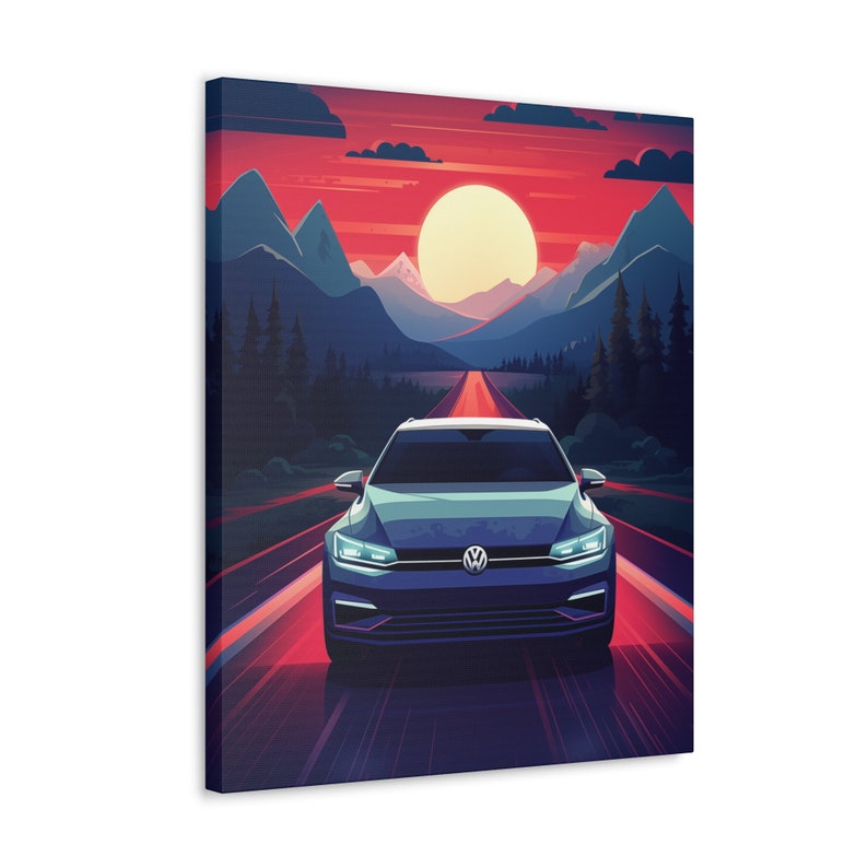 Volkswagen Canvas Car Wall Art Car Print on Canvas Gifts for Him Race