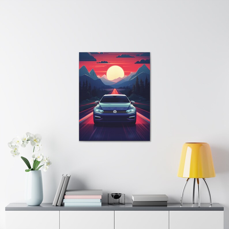 Volkswagen Canvas Car Wall Art Car Print on Canvas Gifts for Him Race