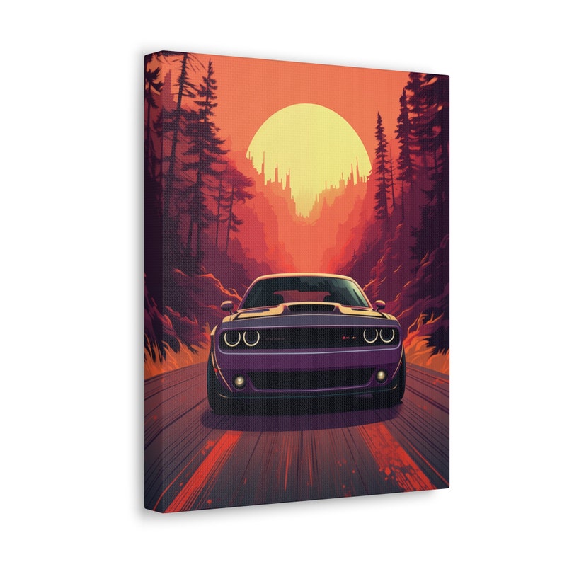 Dodge Challenger Hellcat Canvas Car Wall Art Car Print on Canvas Gifts